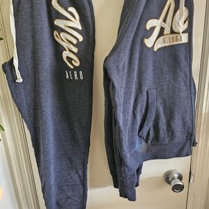 Aeropostale Blue Jogger Suit with White And Yellow Accents